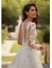 Long Sleeves Beaded Ivory Lace Tulle Illusion Back Wedding Dress Long Sleeves Beaded Ivory Lace Tulle Illusion Back Wedding Dress